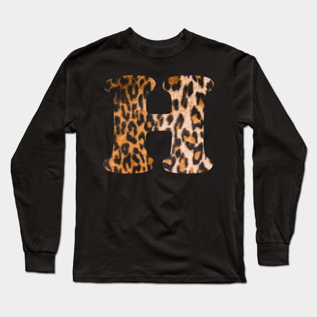 Letter H leopard print Long Sleeve T-Shirt by ColorsHappiness